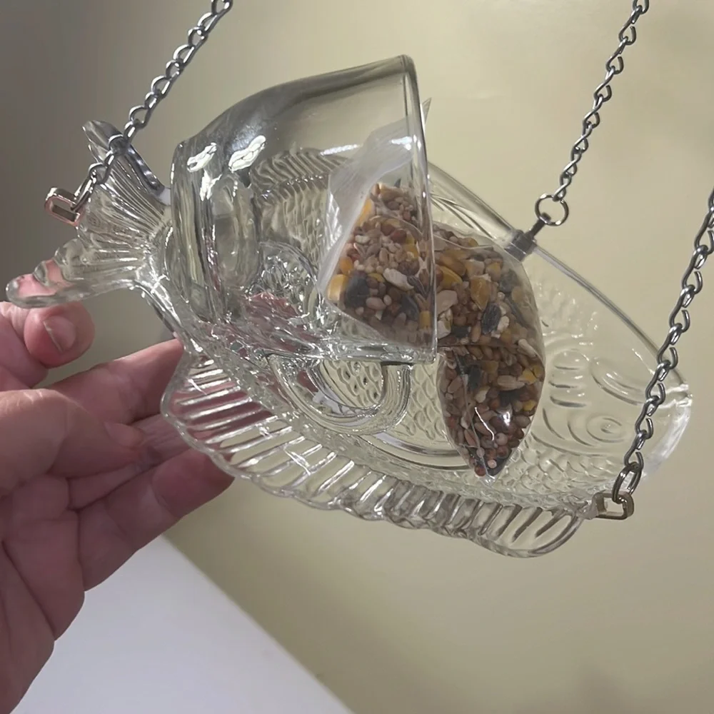 Fish snack plate and punch cup bird feeder